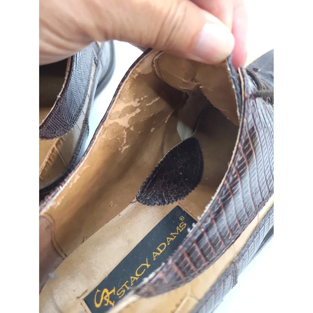 Stacy Adams Genuine Snakeskin Dress Shoes Two Tone Brown Tan 9.5 M **READ**